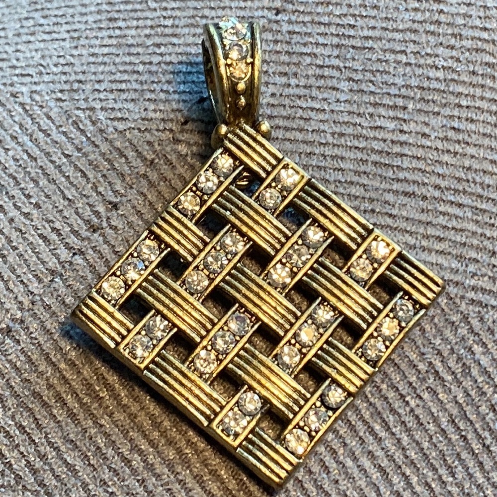 Goldtone and White Stone Pendant